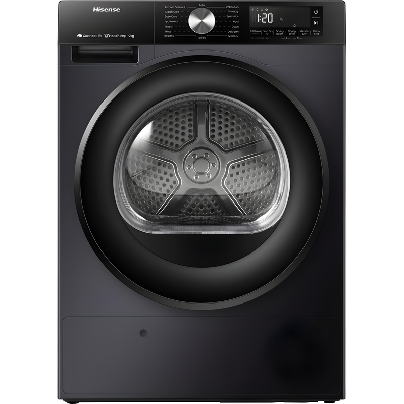 Hisense DH3S902BB3 - Black 9KG Heat Pump Tumble Dryer - B Energy Rating