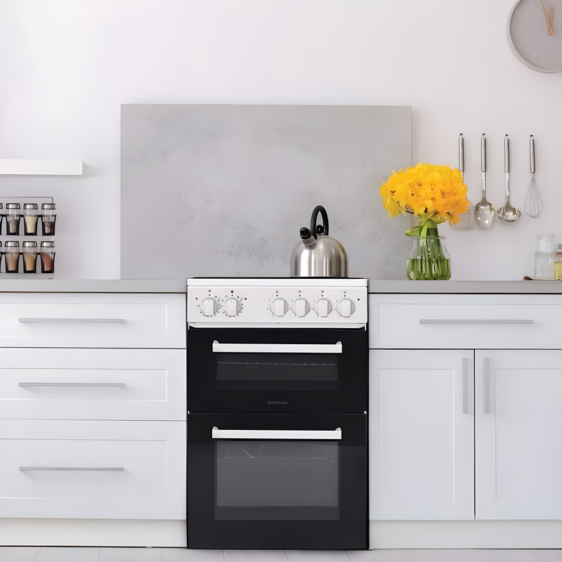 Statesman TE050SPW - White Twin Cavity Electric Cooker - 4 Zones - 50 cm Wide