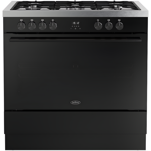 Belling RCA VISION SGL 90DF BLK 444412039 - Black 90cm Dual Fuel Range Cooker - 133L - A Energy