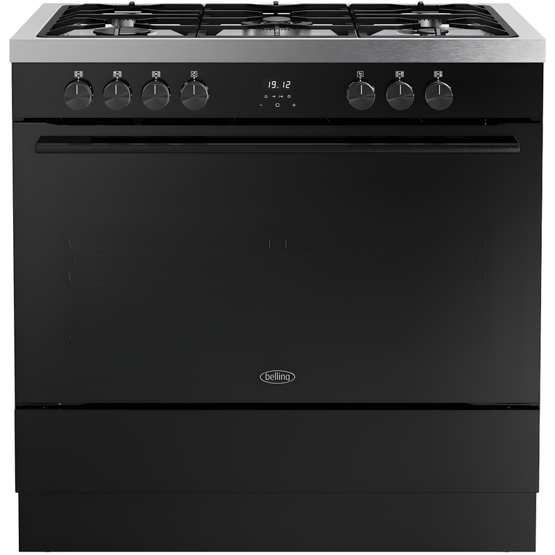 Belling RCA VISION SGL 90DF BLK 444412039 - Black 90cm Dual Fuel Range Cooker - 133L - A Energy