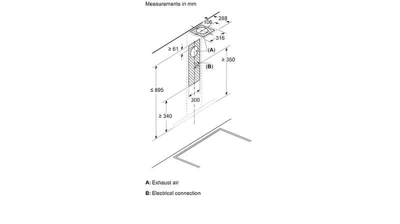 Bosch DWB95CC30B - Stainless Steel Chimney Extractor - 90cm - Energy Rating B