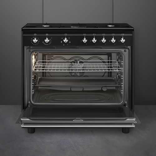 Smeg CX91GMBL - Black Dual Fuel Cooker - A energy