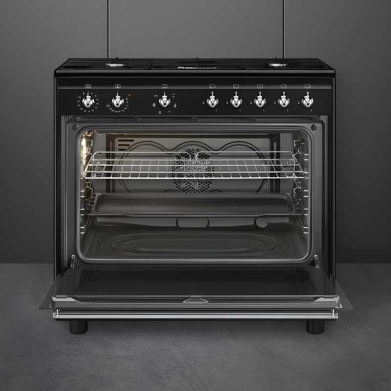 Smeg CX91GMBL - Black Dual Fuel Cooker - A energy