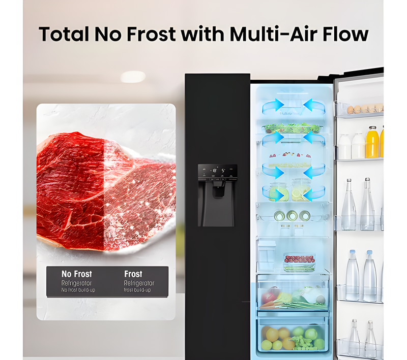 Hisense RS694N4TBE - Black American Fridge Freezer - 562L Capacity - E Energy Rating