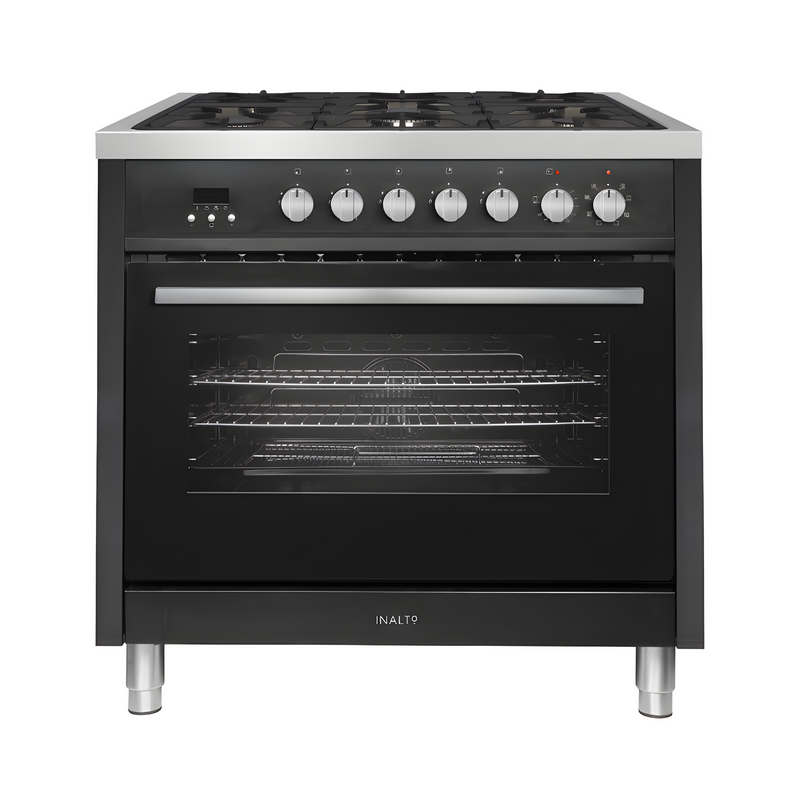 InAlto IR90ECB - Black/Stainless Steel 90cm Range Cooker - 103L Ceramic Hob