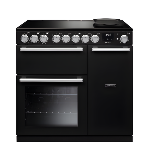 Rangemaster Nexus 90 NEX90EIPGBL/CM1 - Gloss Black Range Cooker - 5 Zone Induction - A Energy