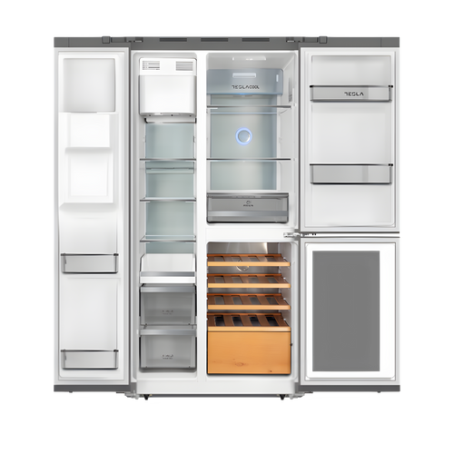 Tesla T530TDXG - Stainless Steel American Fridge Freezer - 529L - E Energy Rating