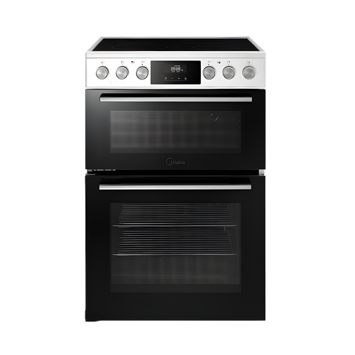Midea MFO24EME4R118-WH - White 60cm Double Oven Freestanding Cooker - Ceramic Hob - A Energy