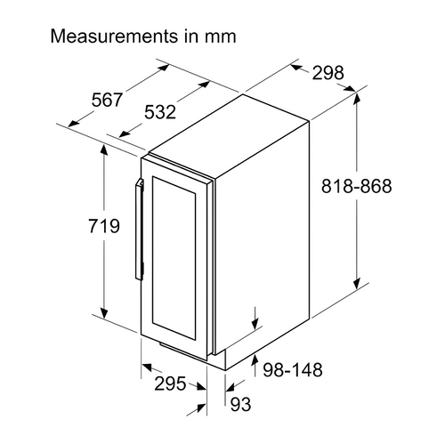 Neff KU9202HF0G - Black 21 Bottle Capacity Wine Cooler - F energy