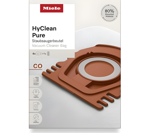 Miele 12557080 - White HyClean Pure CO Vacuum Cleaner Bags - Pack of 4