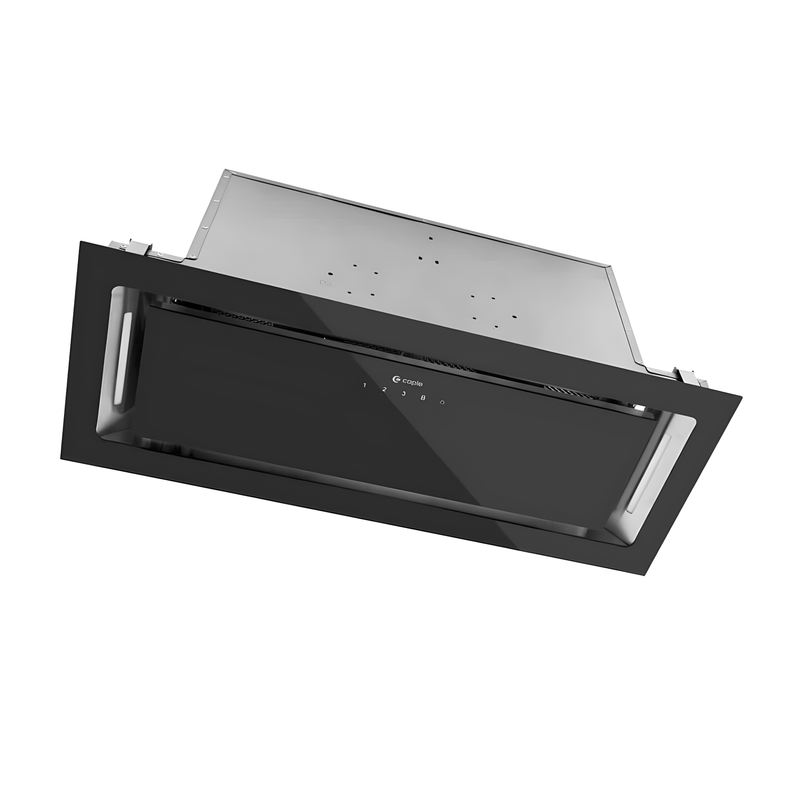 Caple BU756BK - Black Glass 75cm Built-Under Cooker Hood - 590m³/h - A++ Energy