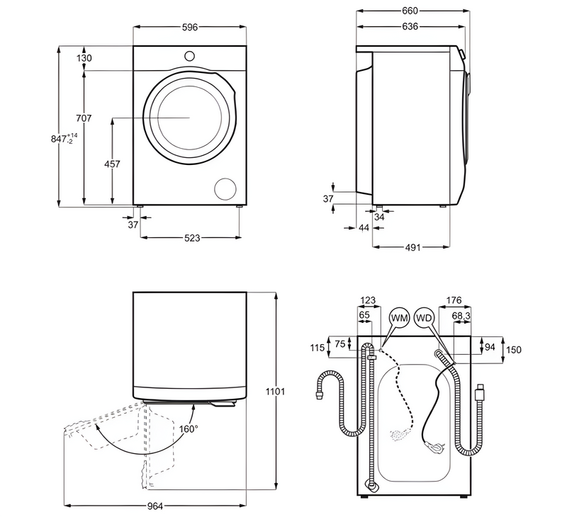 AEG LWX60966B - White 9KG/6KG Washer Dryer - 1600 RPM - A/D energy