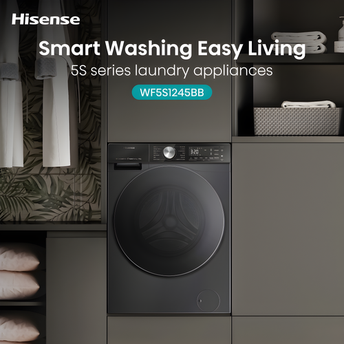 Hisense WF5S1245BB - Black 12KG Washing Machine - 1400 RPM - A energy
