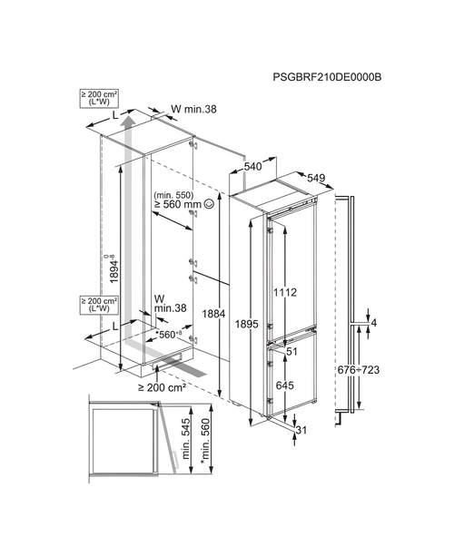 AEG NSC8M191DS - Integrated 70/30 Frost Free Fridge Freezer - D energy