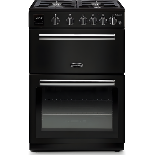 Rangemaster PROPL60NGFBL/C - Black/Chrome Gas Cooker - Double Oven - A+ Energy