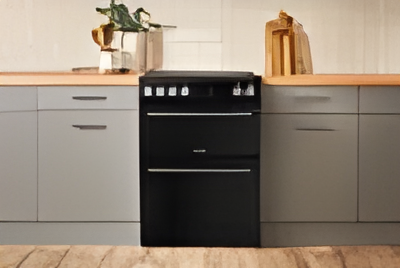 Belling BEL FSA VISION 60E BLK 444412049 - Black & Silver Steel Cooker - 99L Capacity