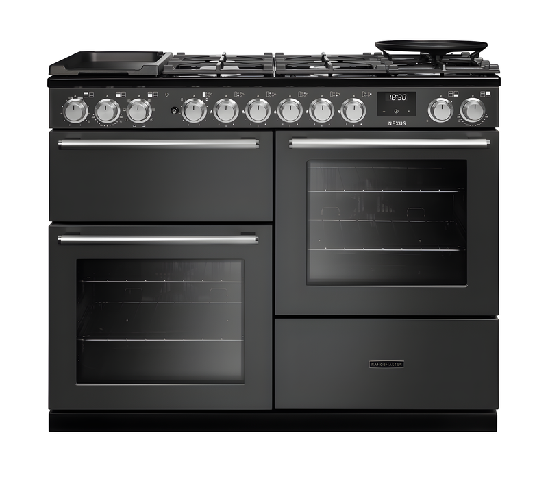 Rangemaster Nexus 110 - Slate Dual Fuel Range Cooker - 7 Zone Hob - A Energy