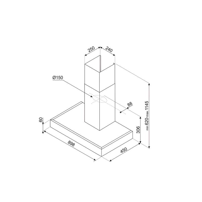 Smeg KATE900EX - Stainless Steel 90cm Chimney Cooker Hood - C Energy Rated
