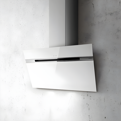 Elica ASC-LED-60-WH - White Angled Cooker Hood - 603 M³/H Extraction Rate - B Energy Rating