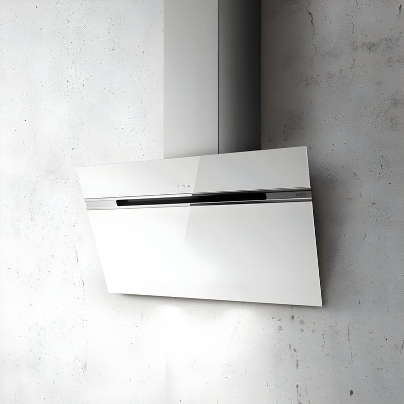 Elica ASC-LED-60-WH - White Angled Cooker Hood - 603 M³/H Extraction Rate - B Energy Rating