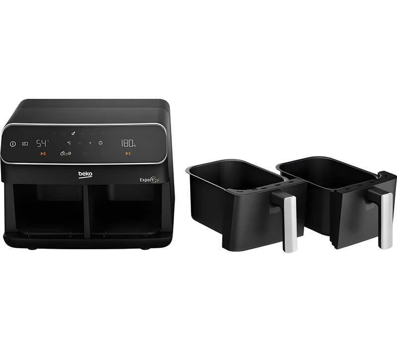 BEKO FRL5387B - Black 8.5L Dual Zone Air Fryer - Smart Finish & Match Cook