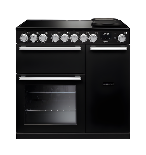 Rangemaster Nexus 90 NEX90EIPCBL/CM1 - Charcoal Black Induction Range Cooker - 90cm 5 Zone - A Energy