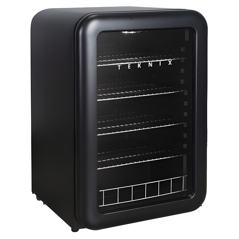 Teknix UC255LRGB - Black Under Counter Glass Door Fridge - 115L Capacity - F Energy