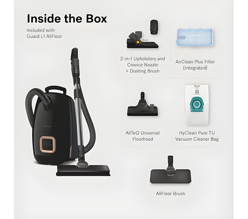 MIELE Guard L1 - Black Vacuum Cleaner - 890W Cylinder Bagged - AirClean Filter