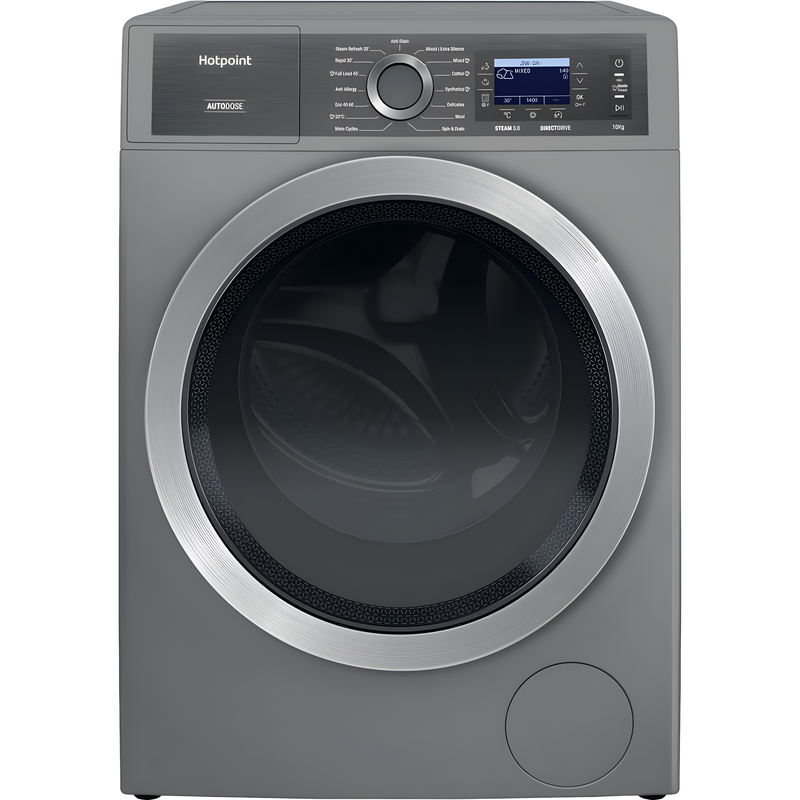 Hotpoint H8 09ADS GPOWER UK - Silver 10KG Washing Machine - 1400 RPM - A energy