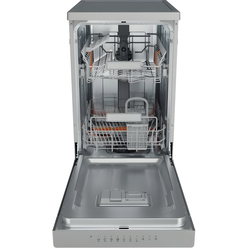 Hotpoint HP3FC10BS7A0SUK - Silver Freestanding Slimline Dishwasher - 10 Place Settings - C Energy