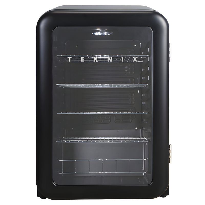 Teknix UC255LRGB - Black Under Counter Glass Door Fridge - 115L Capacity - F Energy