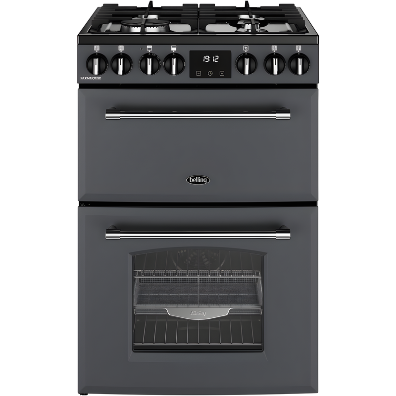 Belling MRA FARMHOUSE 60 - Grey Dual Fuel Cooker - 33/70L Ovens - AirFry - A Energy