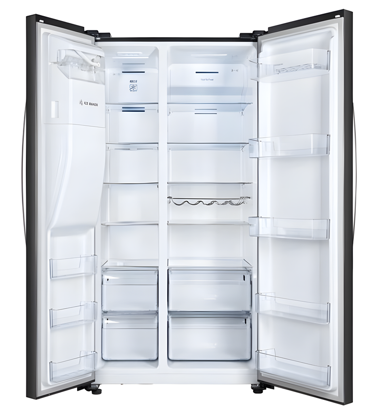 Teknix THSBS1791PLUBIX Black Steel 2 Door Side by Side Fridge Freezer - E rated Plumbed ice+water