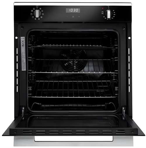 Rangemaster RMB6010BL/SS - Black Glass/Stainless Steel Single Oven - 69L - A Rated