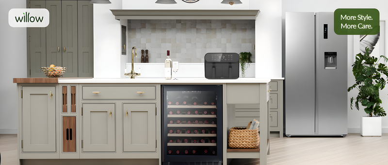 Willow WBC98SS - Stainless Steel 98L Wine Cooler - Undercounter, Triple Glazed Door - E Energy Rating