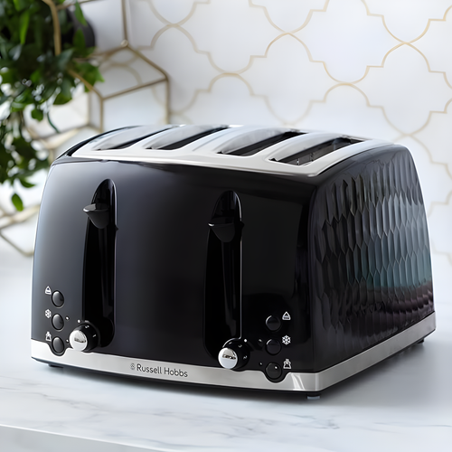 Russell Hobbs 26071 - Black 4 Slice Toaster - Extra Wide Slots - 1500W Power