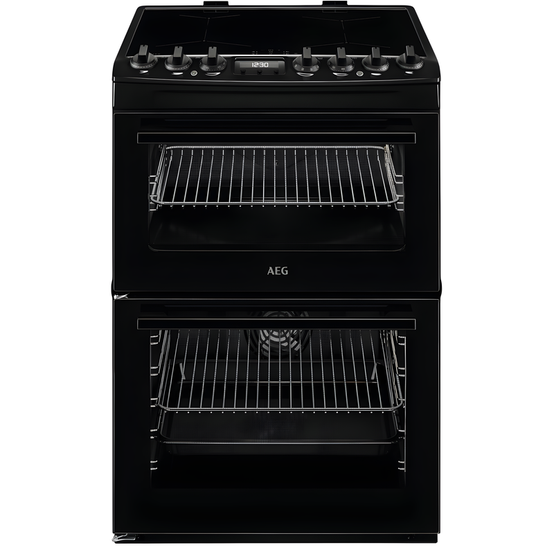 AEG CIX6540ACB - Black Induction Electric Cooker with Double Oven - 77/39L Capacity - A Energy Rating
