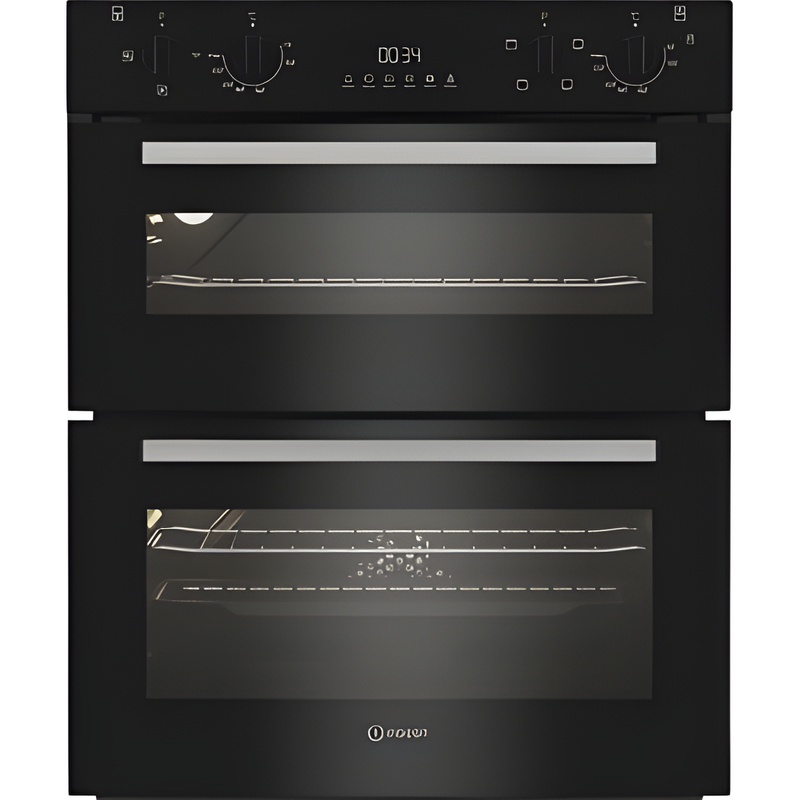 Indesit DUI 10D B - Black Built Under Double Oven - 48L + 36L - A++ Energy