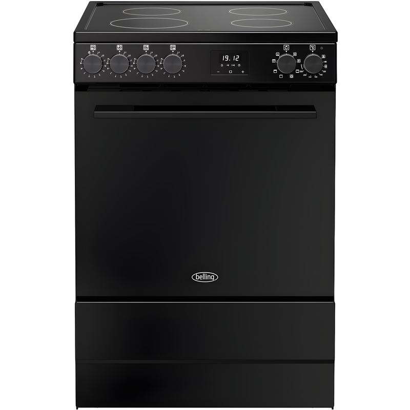 Belling BEL FSA VISION SGL 60Ei BLK 444412053 - Black Induction Electric Cooker - 68L Single Oven - A Energy Rating