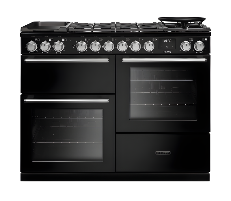 Rangemaster Nexus 110 NEXO110DFPCBL/CM1 - Charcoal Black Dual Fuel Range Cooker - 110cm - A Energy