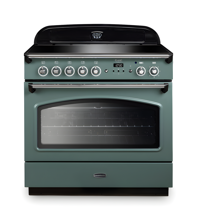 Rangemaster Classic FX 90 CLAS90FXEIMG/C - Mineral Green Range Cooker - Induction Hob - 5 Zones - A Energy