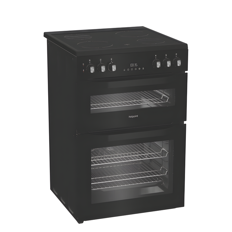 Hotpoint HTE6VDCB1 - Black Electric Cooker - 75L Capacity - A Energy