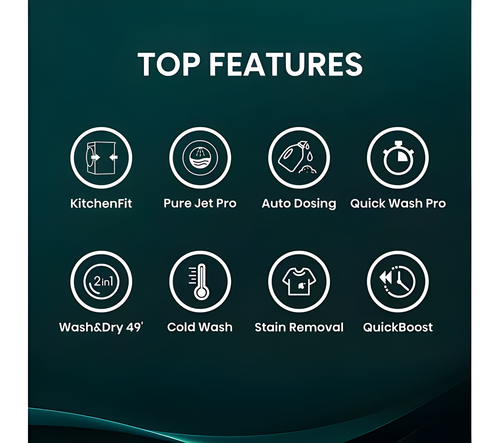 HISENSE WD5I1045BBQ - Black 10.5KG Washer Dryer - 1400 RPM - D Energy Rating