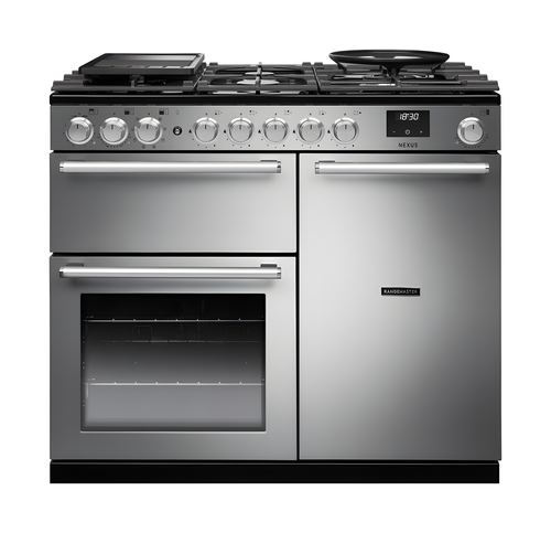 Rangemaster Nexus NEX100DFSTST/CM1 - Stainless Steel 100cm Dual Fuel Range Cooker - 5 Burner Gas Hob - A Energy