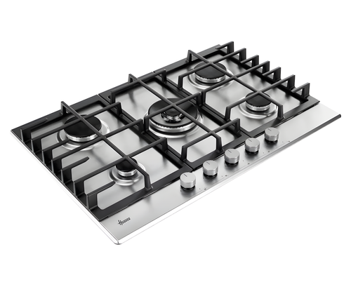 Hoover HGH75WC3X - Stainless Steel 75cm Gas Hob - 5 Burners - 4kW Wok Burner