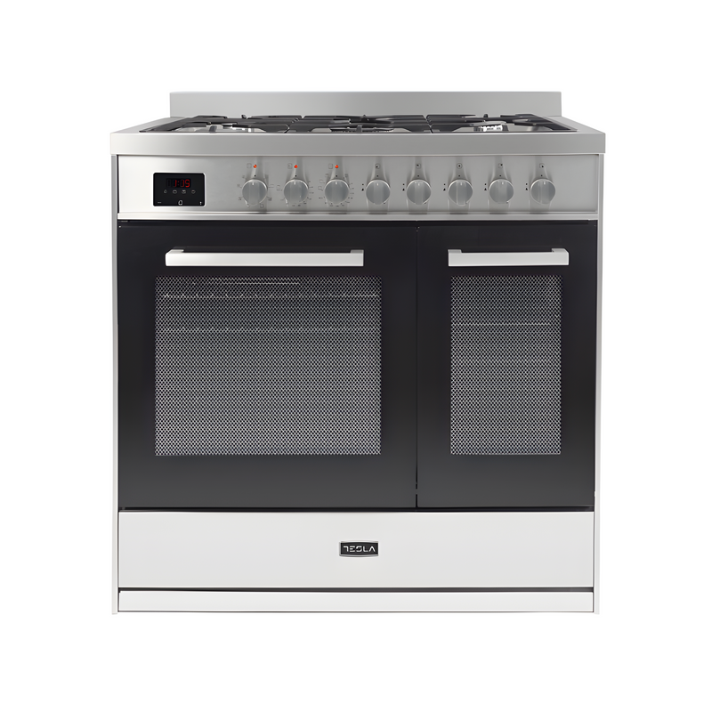 Tesla T90DDFRCSS - 90cm Double Cavity Dual Fuel Range Cooker