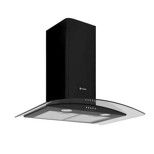 Caple CGC711BK - Black Glass Chimney Hood - 70cm - C Energy Rating