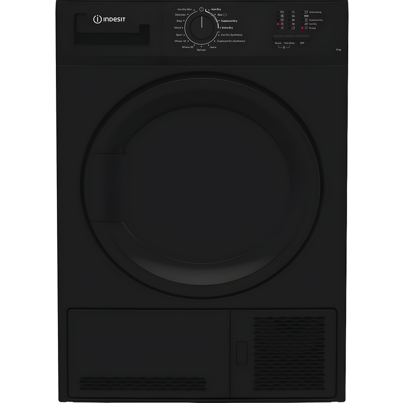 Indesit C YD C82 BBGL UK - Black 8KG Condenser Tumble Dryer - B Energy Rated
