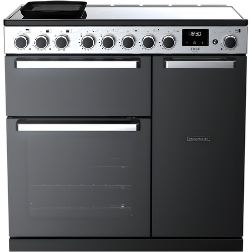 Rangemaster EDDL90EIGBLK/CM1 Edge Deluxe 90cm Induction Black Glass/Chrome