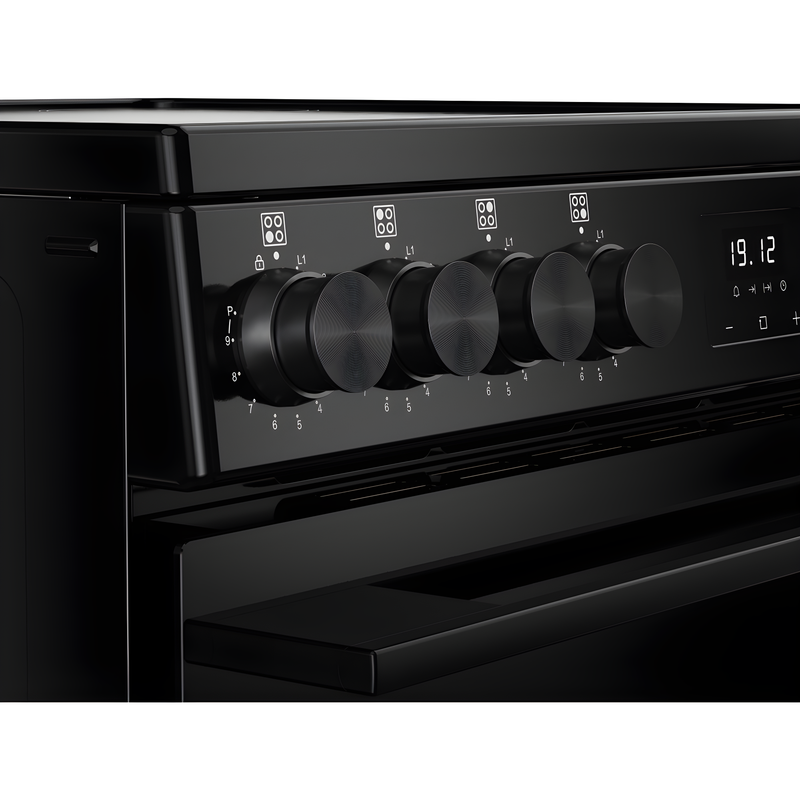Belling BEL FSA VISION SGL 60Ei BLK 444412053 - Black Induction Electric Cooker - 68L Single Oven - A Energy Rating